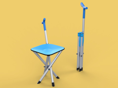 CANE STICK CHAIR WALKING SEAT STOOL POLE CRUTCH FOLDING PORTABLE 3D Модель
