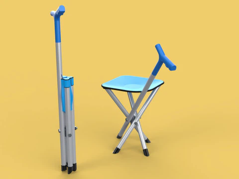 CANE STICK CHAIR WALKING SEAT STOOL POLE CRUTCH FOLDING PORTABLE 3D Model