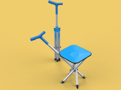 CANE STICK CHAIR WALKING SEAT STOOL POLE CRUTCH FOLDING PORTABLE 3D Модель