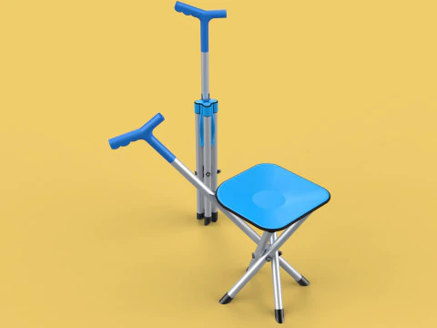 CANE STICK CHAIR WALKING SEAT STOOL POLE CRUTCH FOLDING PORTABLE 3D Model