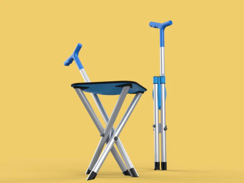 CANE STICK CHAIR WALKING SEAT STOOL POLE CRUTCH FOLDING PORTABLE 3D Model