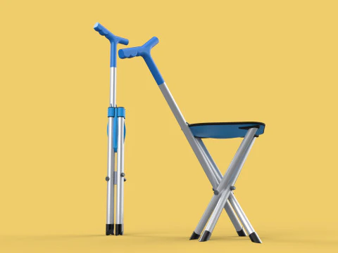 CANE STICK CHAIR WALKING SEAT STOOL POLE CRUTCH FOLDING PORTABLE 3D Model