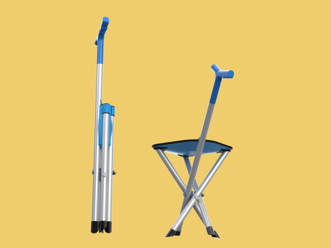 CANE STICK CHAIR WALKING SEAT STOOL POLE CRUTCH FOLDING PORTABLE 3D Модель