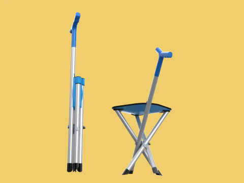 CANE STICK CHAIR WALKING SEAT STOOL POLE CRUTCH FOLDING PORTABLE 3D Model