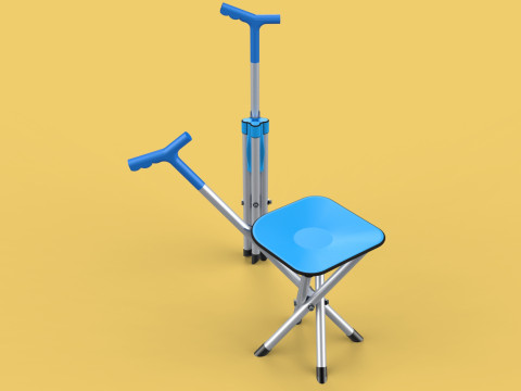 CANE STICK CHAIR WALKING SEAT STOOL POLE CRUTCH FOLDING PORTABLE 3D Модель