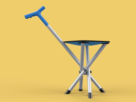 CANE STICK CHAIR WALKING SEAT STOOL POLE CRUTCH FOLDING PORTABLE 3D Model