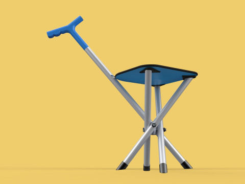 CANE STICK CHAIR WALKING SEAT STOOL POLE CRUTCH FOLDING PORTABLE 3D Модель
