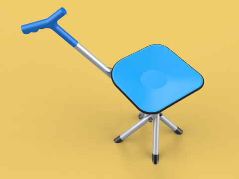CANE STICK CHAIR WALKING SEAT STOOL POLE CRUTCH FOLDING PORTABLE 3D Модель