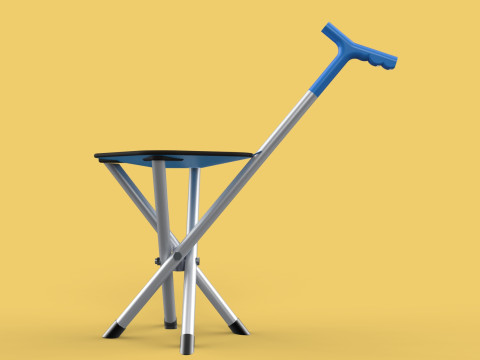 CANE STICK CHAIR WALKING SEAT STOOL POLE CRUTCH FOLDING PORTABLE 3D Модель