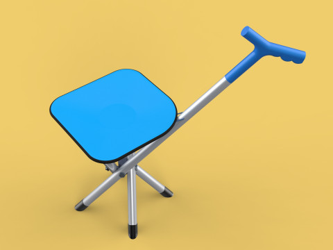 CANE STICK CHAIR WALKING SEAT STOOL POLE CRUTCH FOLDING PORTABLE 3D Модель