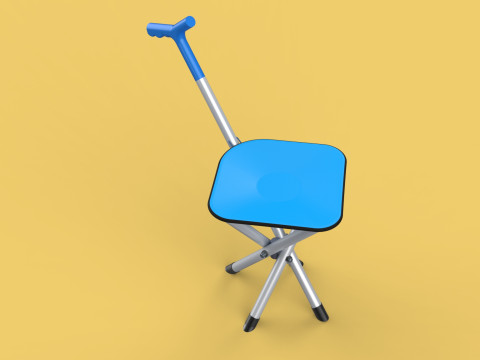 CANE STICK CHAIR WALKING SEAT STOOL POLE CRUTCH FOLDING PORTABLE 3D Модель