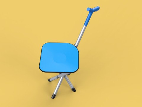 CANE STICK CHAIR WALKING SEAT STOOL POLE CRUTCH FOLDING PORTABLE 3D Модель