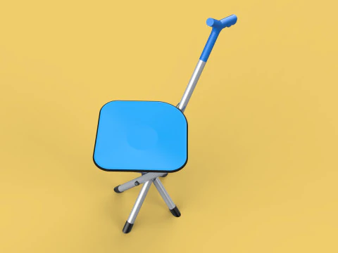 CANE STICK CHAIR WALKING SEAT STOOL POLE CRUTCH FOLDING PORTABLE 3D Model