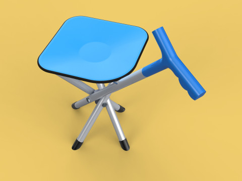 CANE STICK CHAIR WALKING SEAT STOOL POLE CRUTCH FOLDING PORTABLE 3D Модель