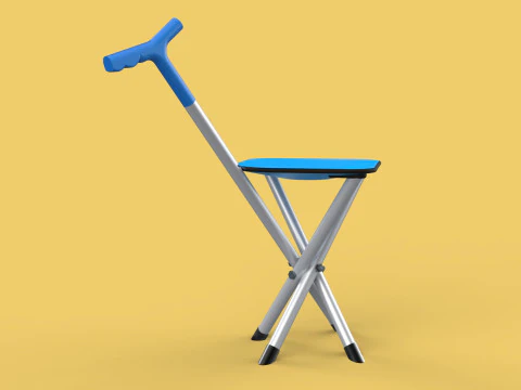 CANE STICK CHAIR WALKING SEAT STOOL POLE CRUTCH FOLDING PORTABLE 3D Model