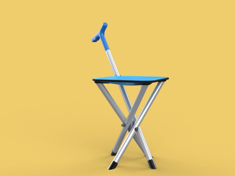 CANE STICK CHAIR WALKING SEAT STOOL POLE CRUTCH FOLDING PORTABLE 3D Модель