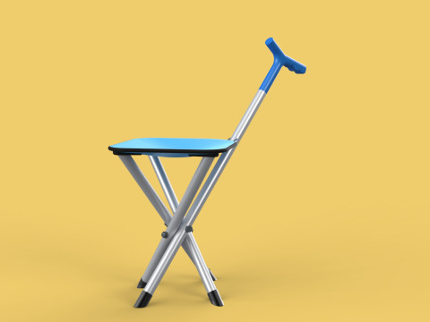 CANE STICK CHAIR WALKING SEAT STOOL POLE CRUTCH FOLDING PORTABLE 3D Модель