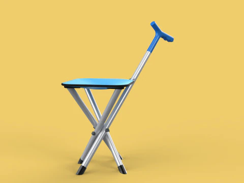 CANE STICK CHAIR WALKING SEAT STOOL POLE CRUTCH FOLDING PORTABLE 3D Model