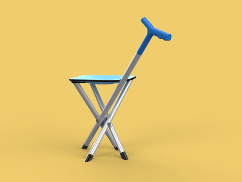 CANE STICK CHAIR WALKING SEAT STOOL POLE CRUTCH FOLDING PORTABLE 3D Модель