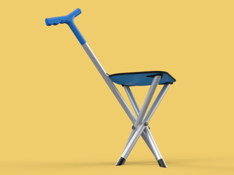 CANE STICK CHAIR WALKING SEAT STOOL POLE CRUTCH FOLDING PORTABLE 3D Модель
