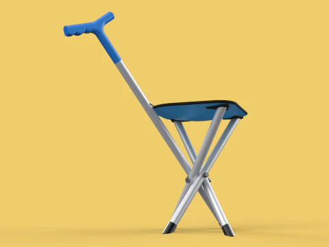 CANE STICK CHAIR WALKING SEAT STOOL POLE CRUTCH FOLDING PORTABLE 3D Model