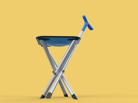 CANE STICK CHAIR WALKING SEAT STOOL POLE CRUTCH FOLDING PORTABLE 3D Модель