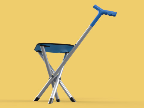 CANE STICK CHAIR WALKING SEAT STOOL POLE CRUTCH FOLDING PORTABLE 3D Модель