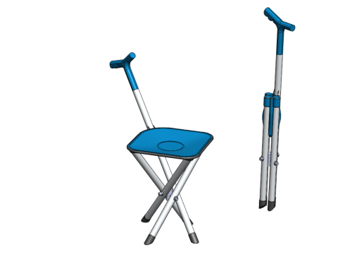 CANE STICK CHAIR WALKING SEAT STOOL POLE CRUTCH FOLDING PORTABLE 3D Модель