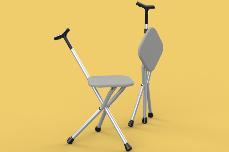 STICK CANE CHAIR WALKING SEAT STOOL POLE CRUTCH FOLDING PORTABLE Modelo 3D .c4d .max .obj .3ds .fbx .stl .blend