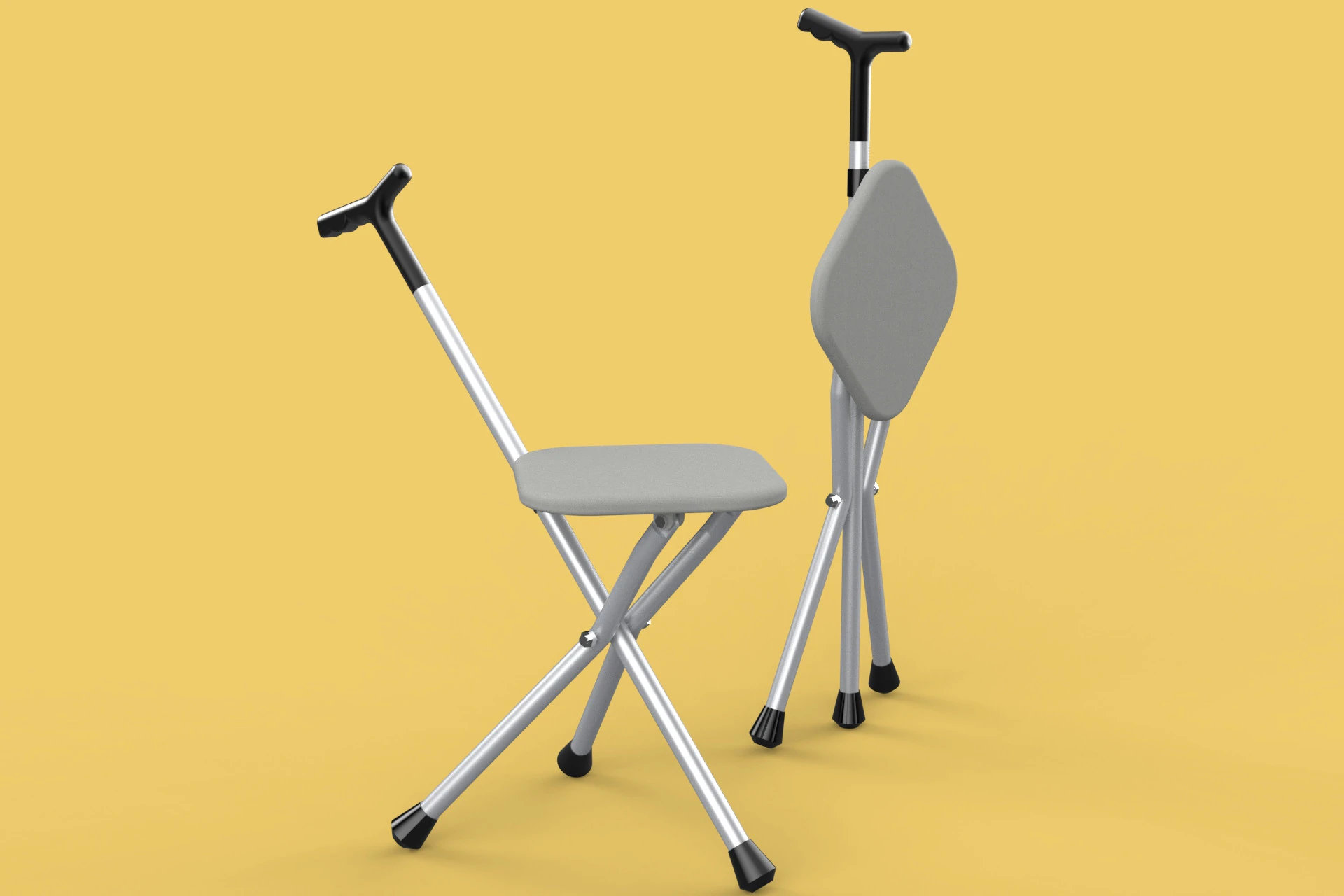 STICK CANE CHAIR WALKING SEAT STOOL POLE CRUTCH FOLDING PORTABLE 3D Model .c4d .max .obj .3ds .fbx .stl .blend 