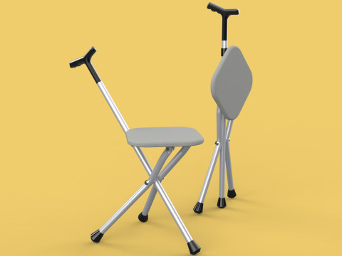 STICK CANE CHAIR WALKING SEAT STOOL POLE CRUTCH FOLDING PORTABLE 3D Model