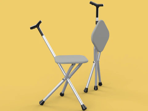 STOK Rieten STOEL WANDELZITTING KRUK POOL CRUTCH OPVOUWBAAR DRAAGBAAR 3D Model