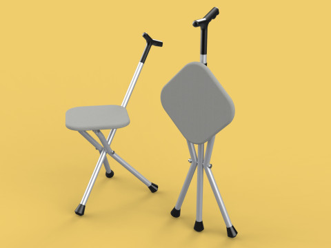 STICK CANE CHAIR WALKING SEAT STOOL POLE CRUTCH FOLDING PORTABLE Modelo 3D