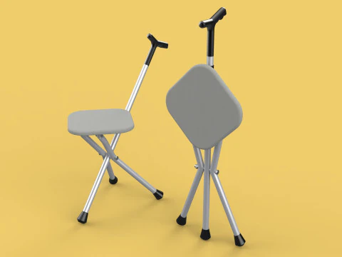STICK CANE CHAIR WALKING SEAT STOOL POLE CRUTCH FOLDING PORTABLE 3D Model