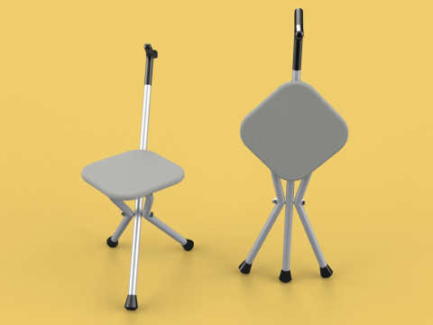 STICK CANE CHAIR WALKING SEAT STOOL POLE CRUTCH FOLDING PORTABLE Modelo 3D