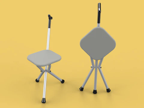 STICK CANE CHAIR WALKING SEAT STOOL POLE CRUTCH FOLDING PORTABLE 3D Model