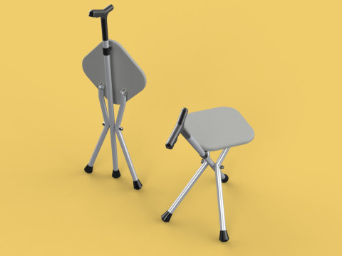 STICK CANE CHAIR WALKING SEAT STOOL POLE CRUTCH FOLDING PORTABLE Modelo 3D