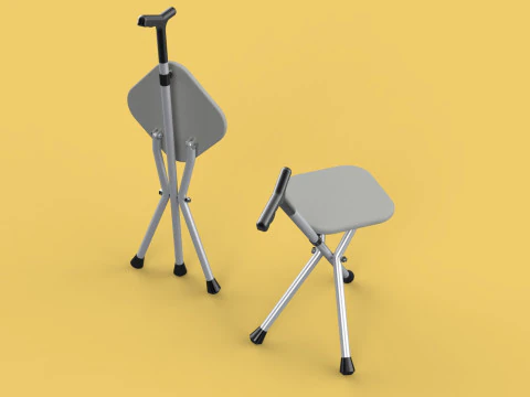 STICK CANE CHAIR WALKING SEAT STOOL POLE CRUTCH FOLDING PORTABLE 3D Model