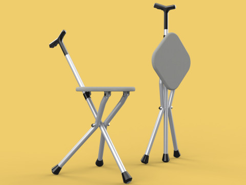STICK CANE CHAIR WALKING SEAT STOOL POLE CRUTCH FOLDING PORTABLE Modelo 3D