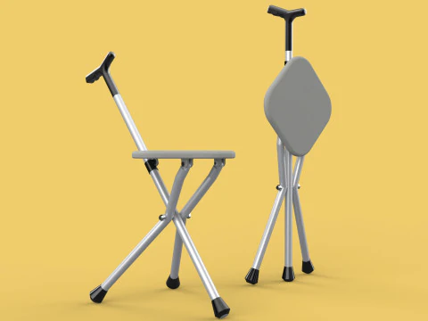 STICK CANE CHAIR WALKING SEAT STOOL POLE CRUTCH FOLDING PORTABLE 3D Model