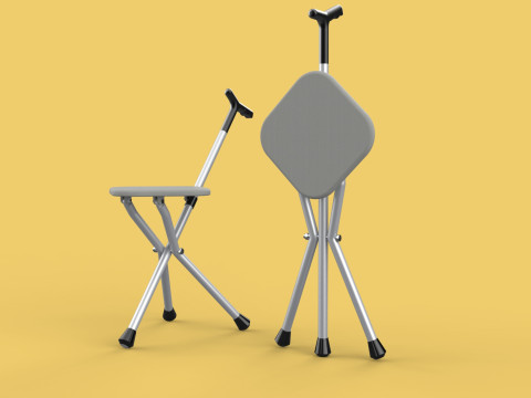 STICK CANE CHAIR WALKING SEAT STOOL POLE CRUTCH FOLDING PORTABLE Modelo 3D