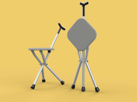 STICK CANE CHAIR WALKING SEAT STOOL POLE CRUTCH FOLDING PORTABLE 3D Model
