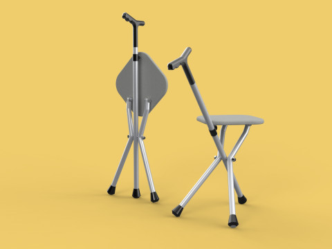 STICK CANE CHAIR WALKING SEAT STOOL POLE CRUTCH FOLDING PORTABLE Modelo 3D