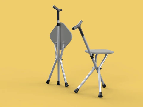 STICK CANE CHAIR WALKING SEAT STOOL POLE CRUTCH FOLDING PORTABLE 3D Model