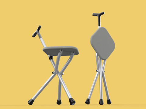 STICK CANE CHAIR WALKING SEAT STOOL POLE CRUTCH FOLDING PORTABLE Modelo 3D