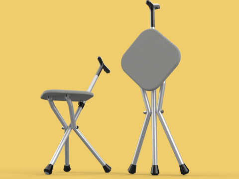 STICK CANE CHAIR WALKING SEAT STOOL POLE CRUTCH FOLDING PORTABLE Modelo 3D