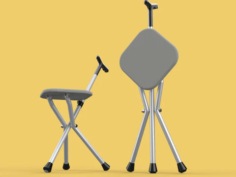 STICK CANE CHAIR WALKING SEAT STOOL POLE CRUTCH FOLDING PORTABLE 3D Model