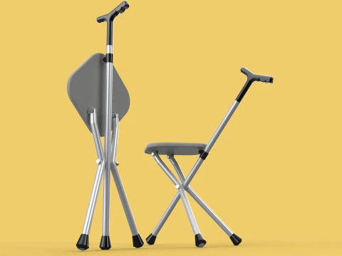 STICK CANE CHAIR WALKING SEAT STOOL POLE CRUTCH FOLDING PORTABLE 3D Model