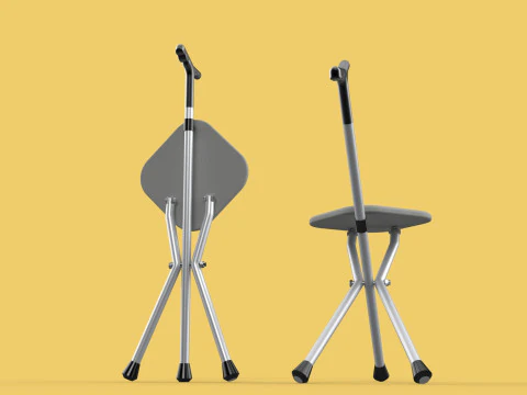 STICK CANE CHAIR WALKING SEAT STOOL POLE CRUTCH FOLDING PORTABLE 3D Model