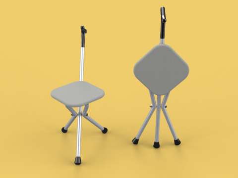 STICK CANE CHAIR WALKING SEAT STOOL POLE CRUTCH FOLDING PORTABLE Modelo 3D